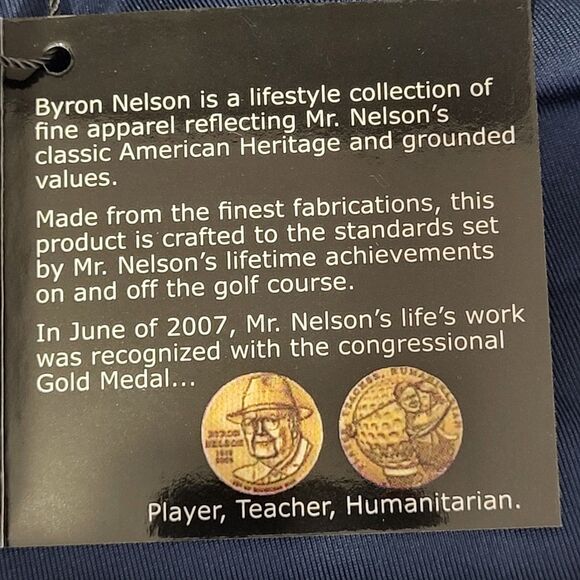 Byron Nelson Dri Way Polo Golf Shirt Mens Navy Sz M Short Sleeve Performance NWT - Picture 15 of 16